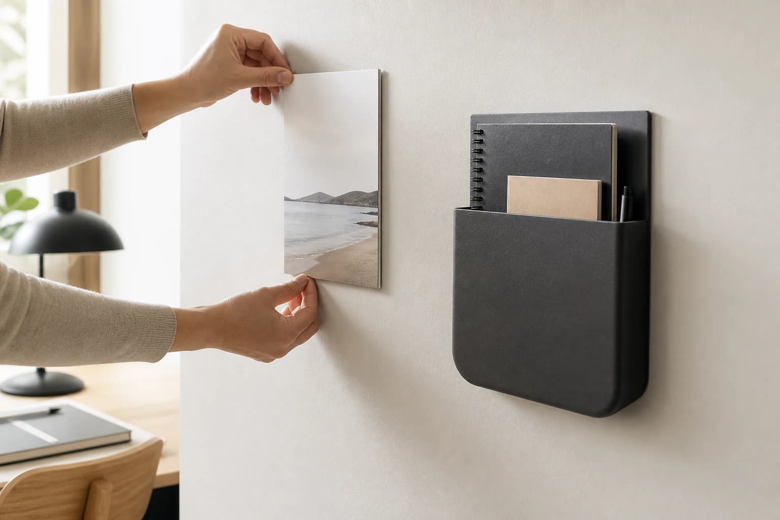A decorative interior panel being positioned on a clean wall