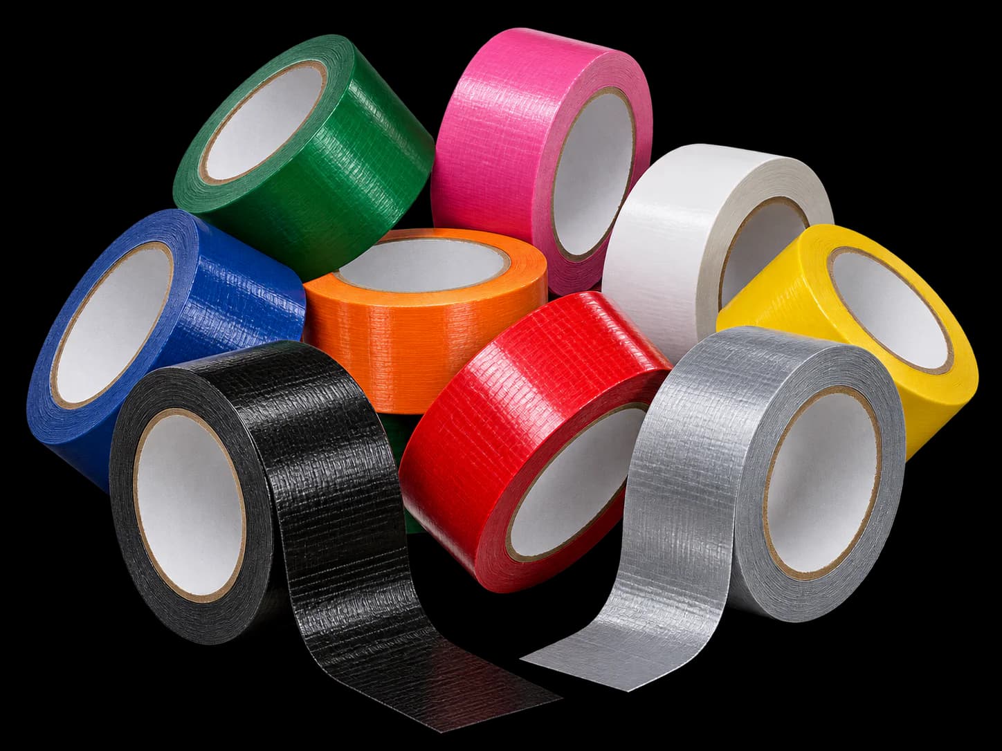 Nine available FasVix duct tape colour families