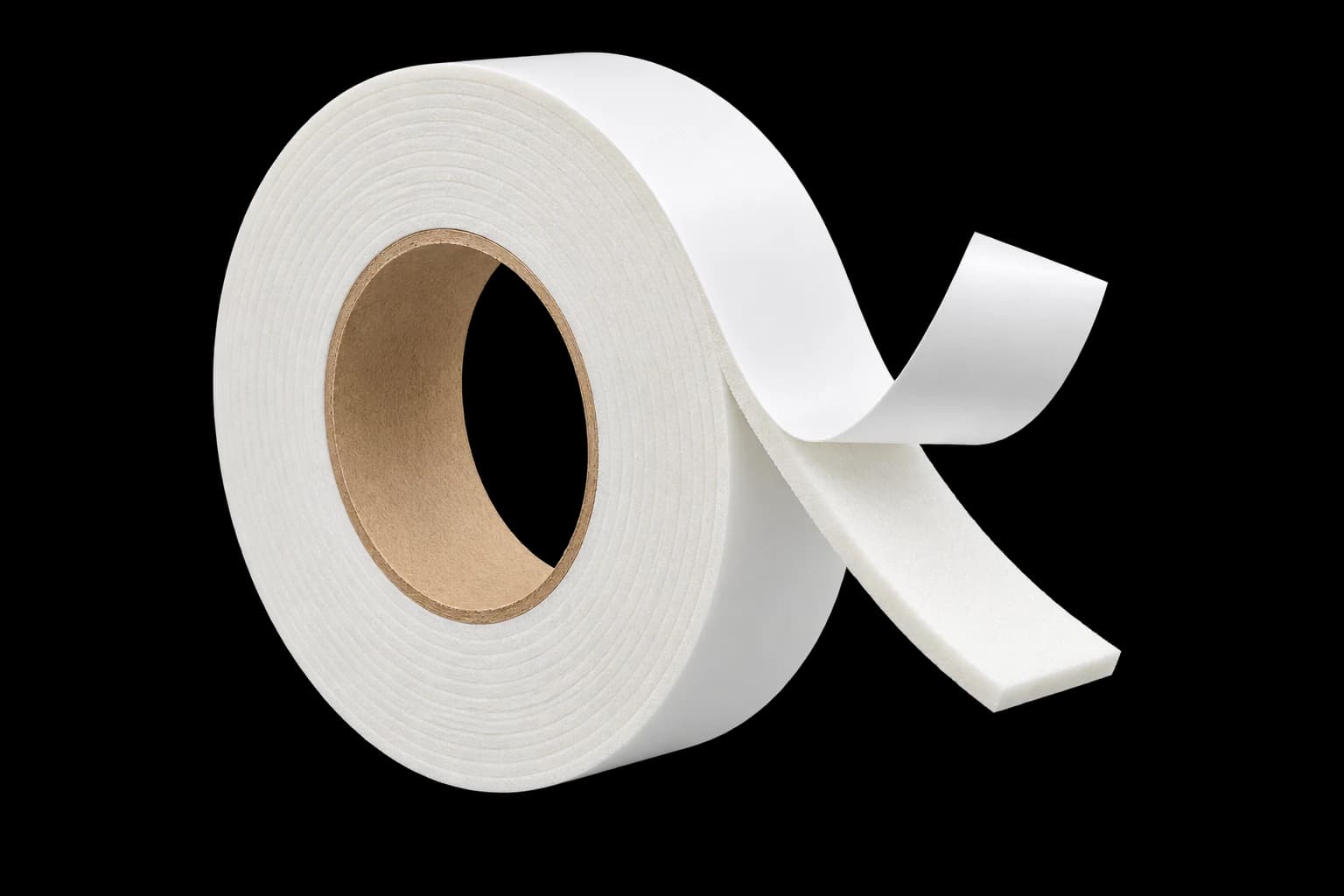 White FasVix double-sided PE foam tape with its release liner lifted