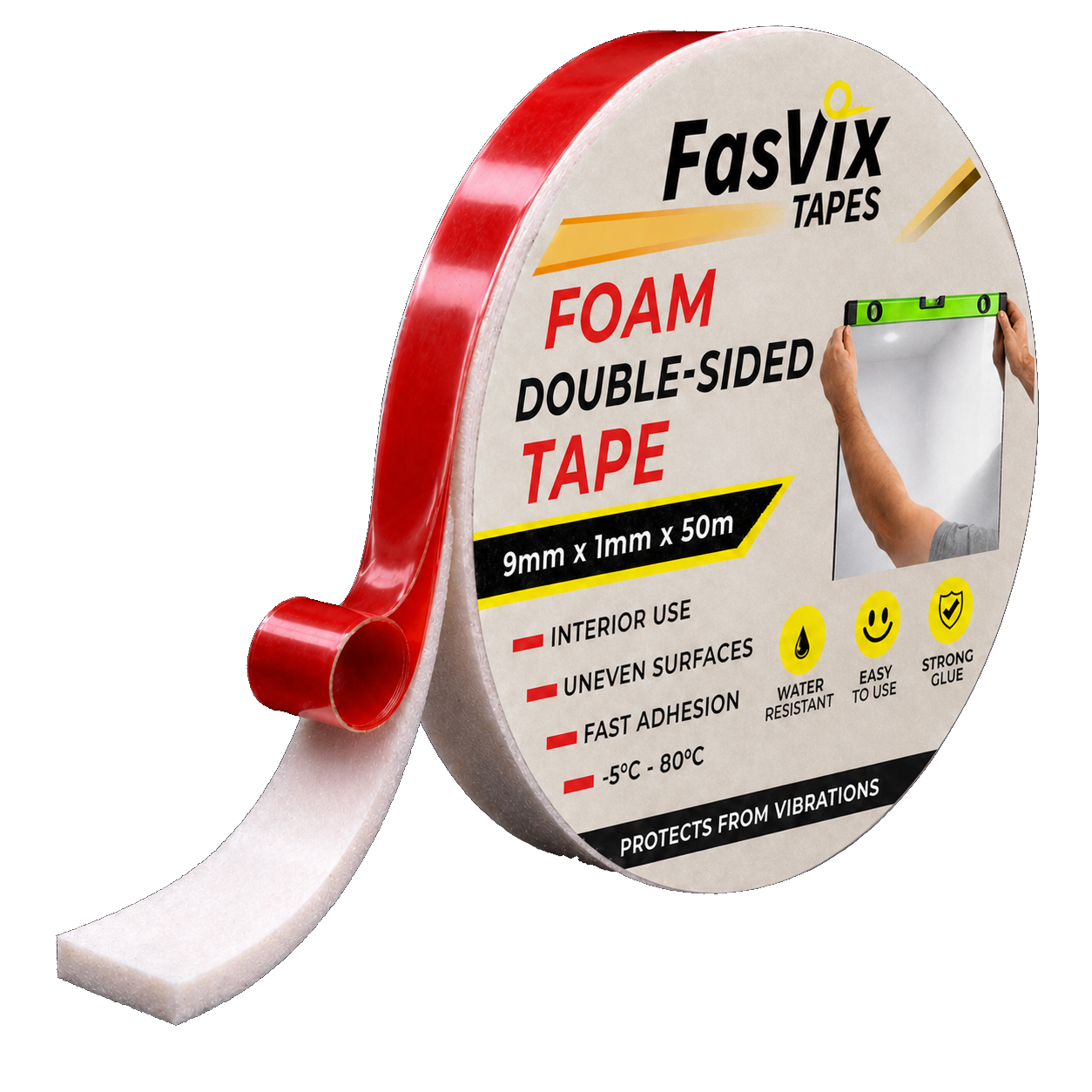Double-Sided Foam Tape with Red Liner
