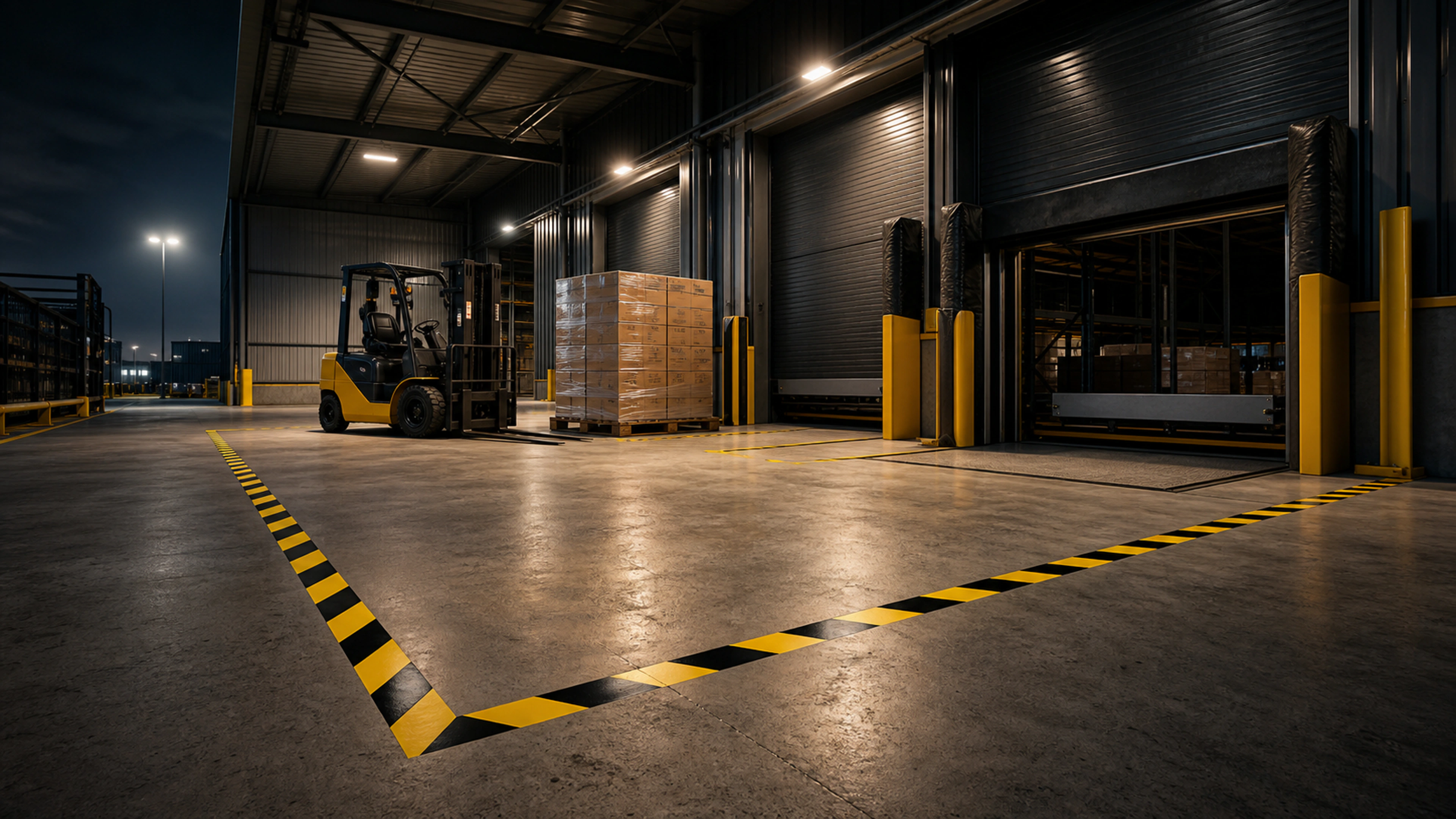 Illustrative loading zone with contrasting floor markings