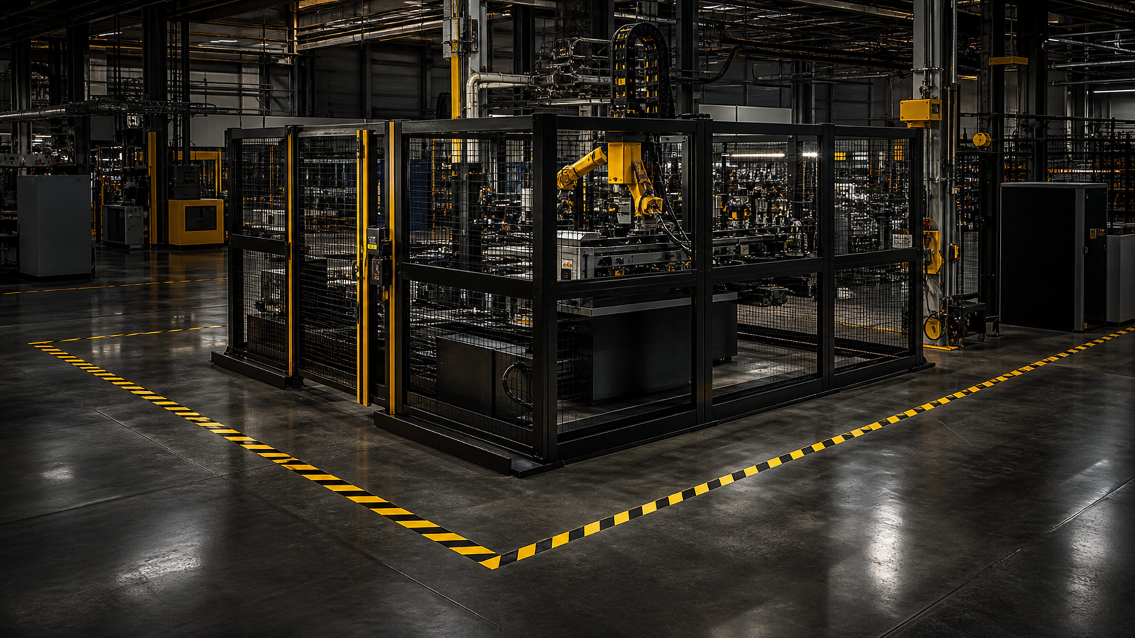 Illustrative production area with organized floor markings