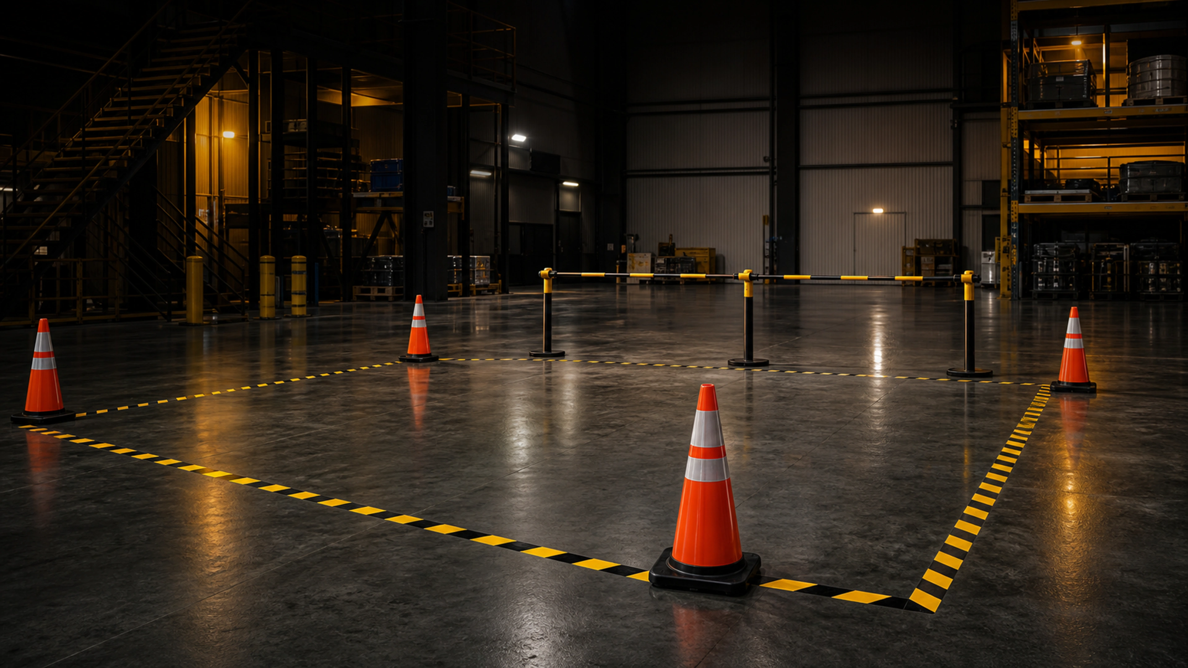 Illustrative industrial area with a marked temporary zone