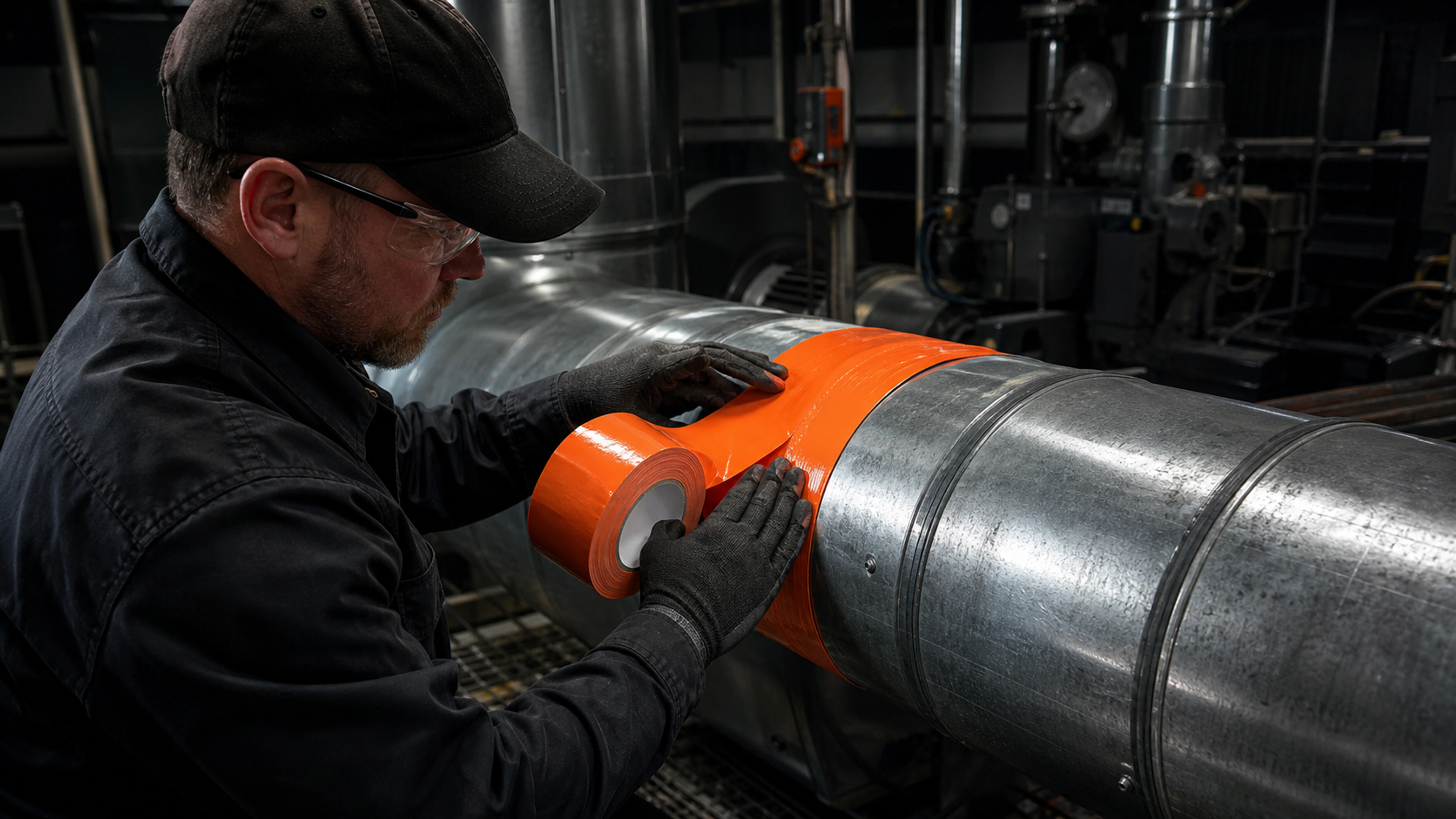 Orange construction tape used in maintenance work