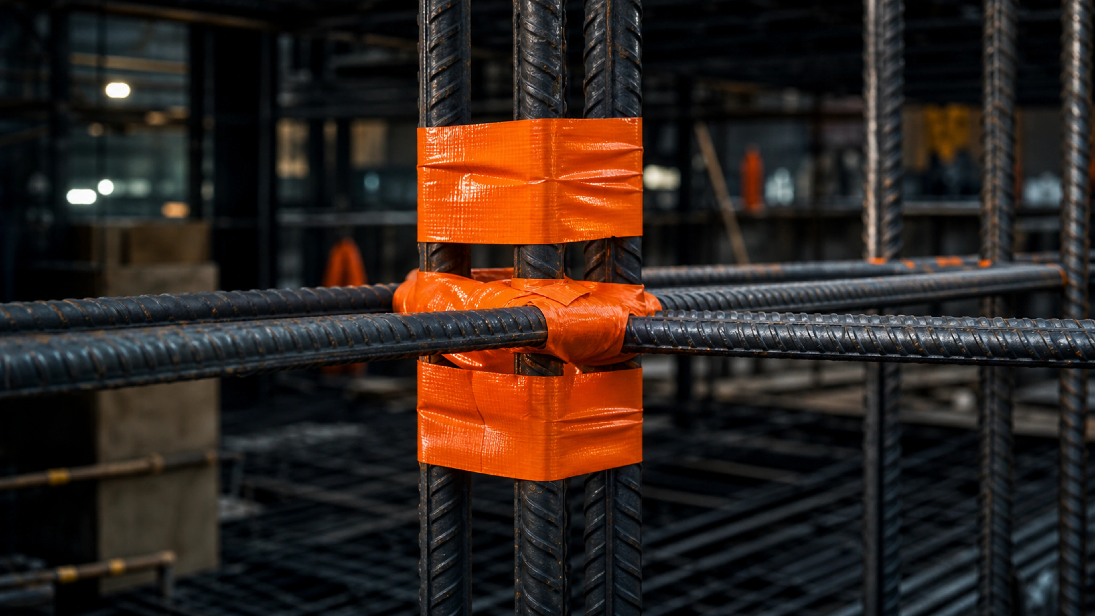 Orange construction tape used in event production